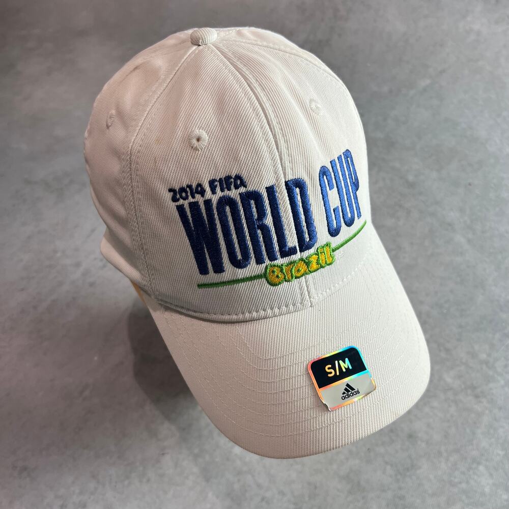 Adidas 2014 FIFA World Cup Brazil Brasil Fitted Official Hat White NWT Small/Med